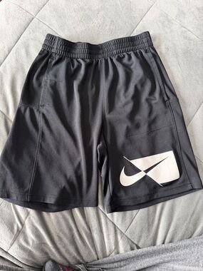 Nike Black Shorts with White Swoosh Patch